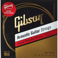 Комплект струн для акустичної гітари GIBSON SAG-CPB12 COATED PHOSPHOR BRONZE ACOUSTIC GUITAR STRINGS 12-53 LIGHT