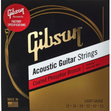 Комплект струн для акустичної гітари GIBSON SAG-CPB12 COATED PHOSPHOR BRONZE ACOUSTIC GUITAR STRINGS 12-53 LIGHT