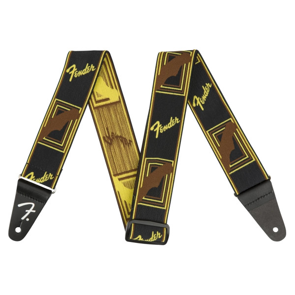 Гітарний ремінь FENDER STRAP 2" WEIGHLESS MONOGRAMMED BLACK/YELLOW/BROWN