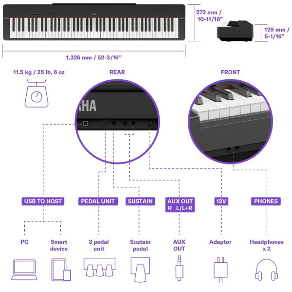 Цифрове піаніно YAMAHA P-225 (Black)